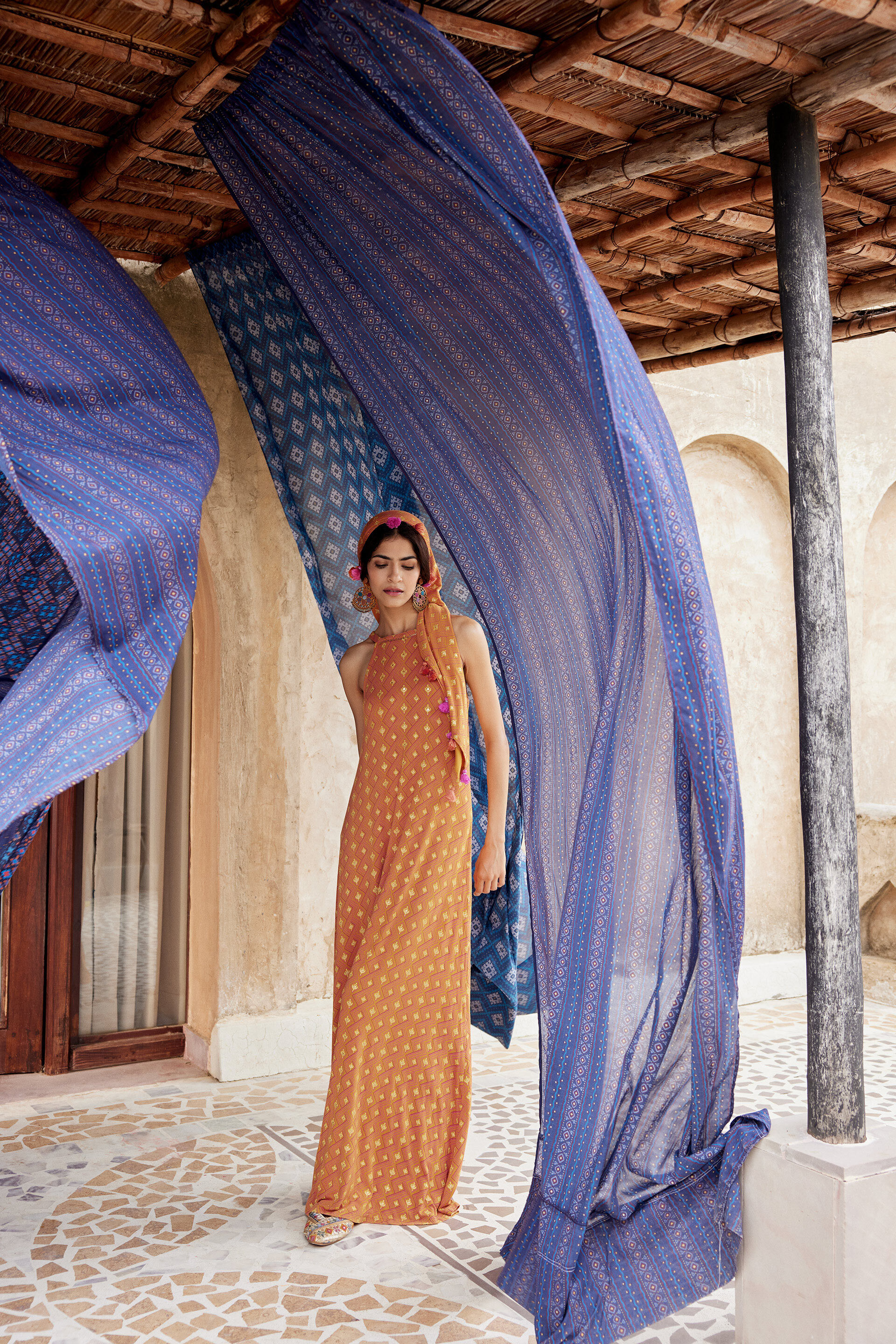 Mustard Flowy Knit Maxi Dress, Mustard, image 3